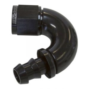 Aeroflow Full Flow Push Lock 150 Degree Hose End -8AN Black
