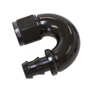 Aeroflow Full Flow Push Lock 180 Degree Hose End -12AN Black