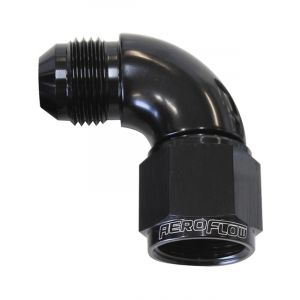 Aeroflow 90 Degree Full Flow Female/Male Flare Swivel -12AN Black