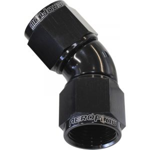 Aeroflow 45 Degree Full Flow Female Coupler -4AN Black