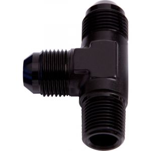 Aeroflow Tee With NPT On Run 1/2 Inch to -10AN Black