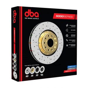 DBA 5000 Cross-Drilled Slotted Disc Brake Rotor (Single) Silver 380mm