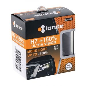 Ignite H7 Halogen Globe 12V 55W PLUS 150% 2 Pack