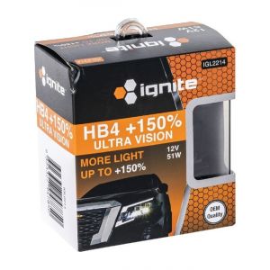 Ignite HB4 Halogen Globe 12V 51W PLUS 150% 2 Pack