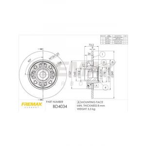 Fremax Carbon+ Brake Rotor Fits Citroen/Peugeot Rear With Bear