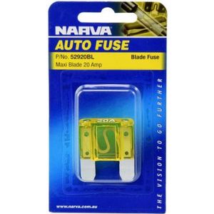 Narva 20 Amp Yellow Maxi Blade Fuse Pack Of 1