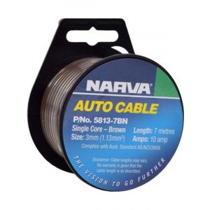 Narva Single Core Cable 3mm 7M 10 Amp Brown