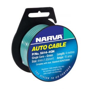 Narva Single Core Cable 4mm 4M 15 Amp Green