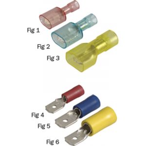 Narva Fully Insulated - 6.3 x 0.8mm Male Blade Terminal Yellow Pack of 50