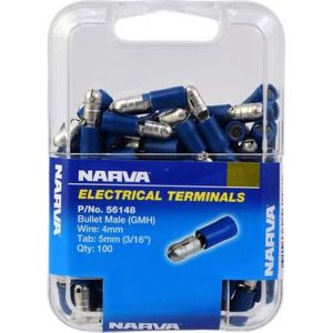 Narva 5.0mm Male Bullet Terminal Blue Pack of 100