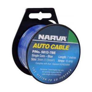 Narva Single Core Cable 3mm 7M 10 Amp Blue