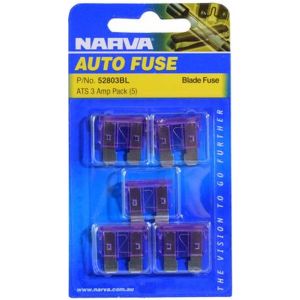 Narva 3 Amp Purple Standard ATS Blade Fuse Pack of 5