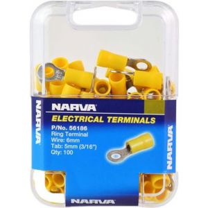 Narva 5 mm Flared Vinyl Ring Terminal Yellow Pack of 100