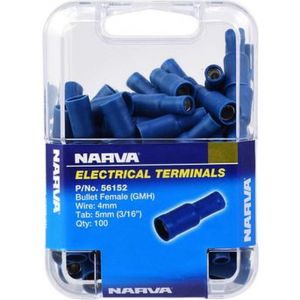 Narva 5.0mm Female Bullet Terminal Blue Pack of 100