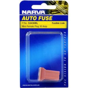Narva 30 Amp Pink Mini Female Fusible Link Plug In Pack of 1