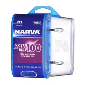 Narva 24 Volt H1 70W Plus 100 Long Life Headlight Globes Pack of 2